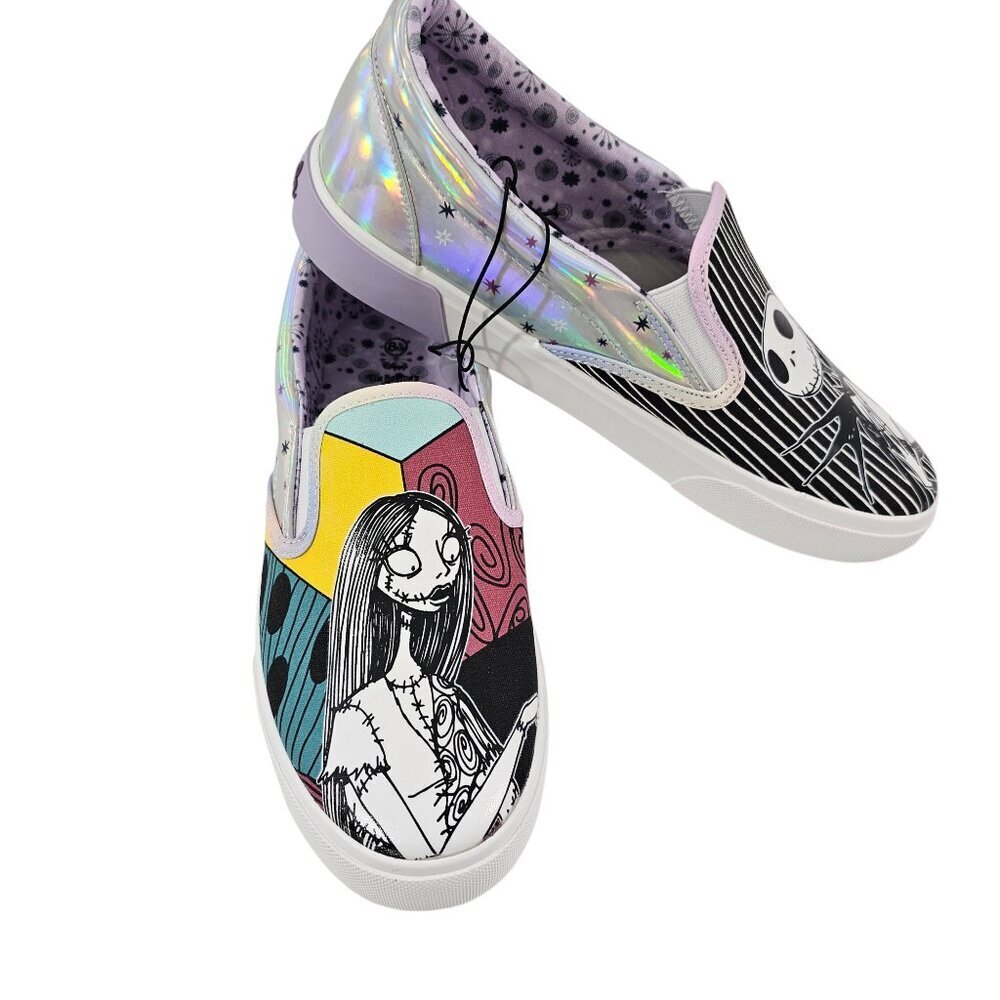 Disney The Nightmare Before Christmas Jack and Sally Slip-on Sneakers NWT - Picture 12 of 16